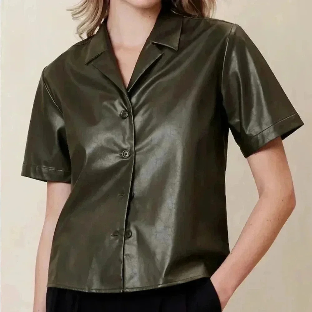 Banana Republic Vegan Leather Shirt NWT